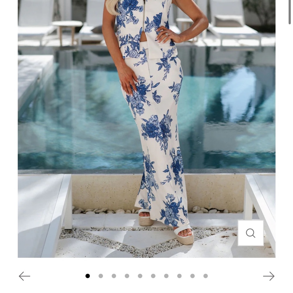 These Three Blossom Skirt Set-Blue